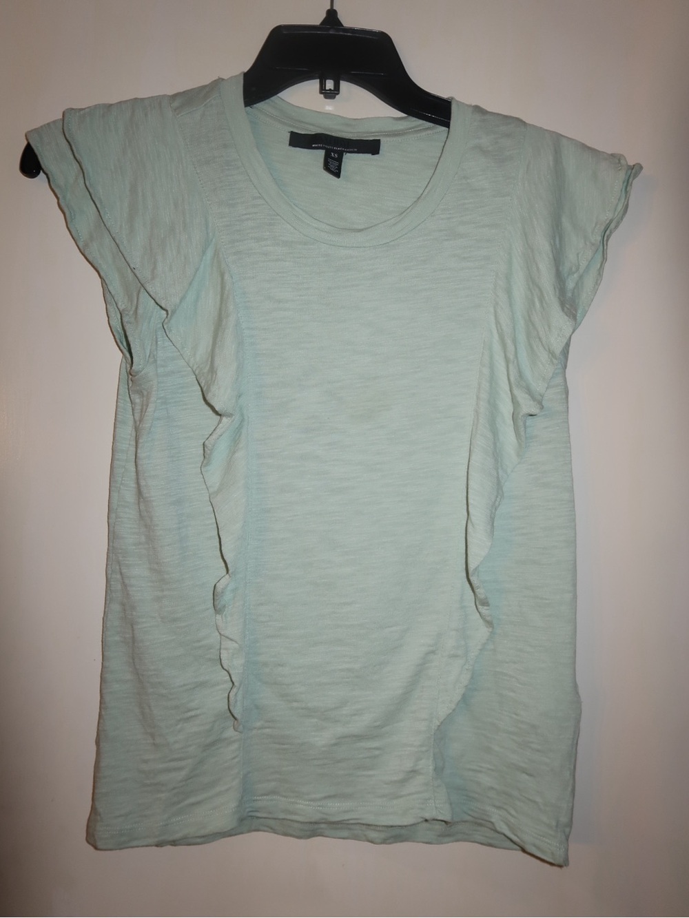 White House Black Market Mint Ruffle Sleeve Tee
